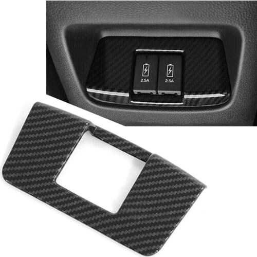 For Honda CRV 2017-2021 ABS Black Carbon Fiber Car Rear row Charging USB Cover Trims Decoration