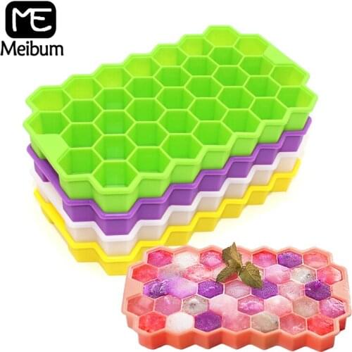 Meibum Food Grade Ice Cube Mold for Whiskey Cocktail Honeycomb Ice Cube Trays with Removable Lids Silicone Chocolate Moulds