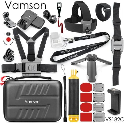 Vamson Medium General Accessories Set Advanced Buoyancy Bar Mini Tripod Headband Helmet Strap for go pro hero 9 8 7 6 5 4 VS182