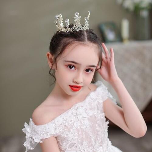 Gold Silver Color Rhinestone Princess Crowns For Girls Kids Princess Queen Tiaras Diadems Party Wedding Hair Accessories Gifts