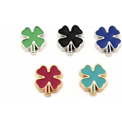Hot Selling 10Pcs/Lot Four Leaf Clover Floating Charms Living Glass Memory Locket DIY Jewelry
