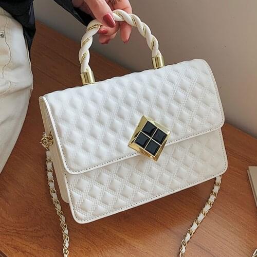 Small White Square Shoulder Bags for Women Quilted Chain Messenger Bag Fashion Elegant Ladies Tote Handbags Wild Crossbody Bags