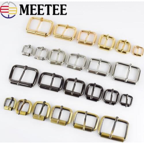 Meetee 5pcs 13-38mm Metal Buckles for Belt Shoes Bag Strap Webbing Adjust Slider Roller Pin Buckle DIY Leather Craft Accessories