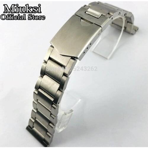 Miuksi 22mm brushed 316L stainless steel watch strap solid bracelet mens top watches bands