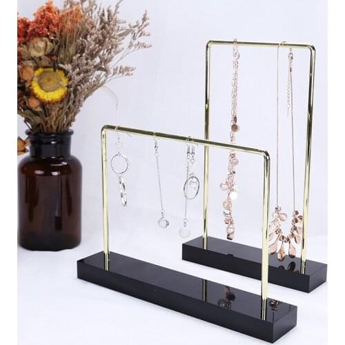 Fashion Acrylic Hanging Necklace Display Stand Necklace Display Case Earring Holder Metal Jewelry Stands Jewellery Organizer