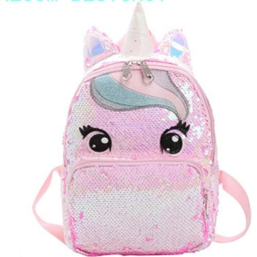 Girls Fashion Sequins Unicorn Backpack Women Large Capacity Bag Girl Book Bag Satchel School Bag for Teenager Student All-Match