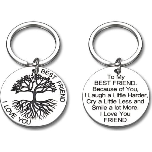 Christmas Birthday Thanksgiving Day Gift Best Friend Keychain for Friend BFF Besties Companion To My Best Friend