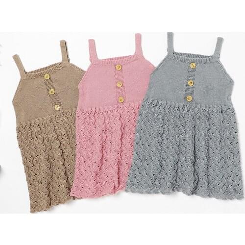 Autumn Spring Newborn Kids Party Princess Dresses Solid Color Sleeveless Children Clothing Toddler Baby Girls Knitted Dress