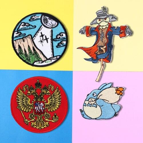 National emblem of Russia Embroidery Appliques scarecrow Patches for Clothing Accessories Bag T-shirt Decor Cute TotoroBadges