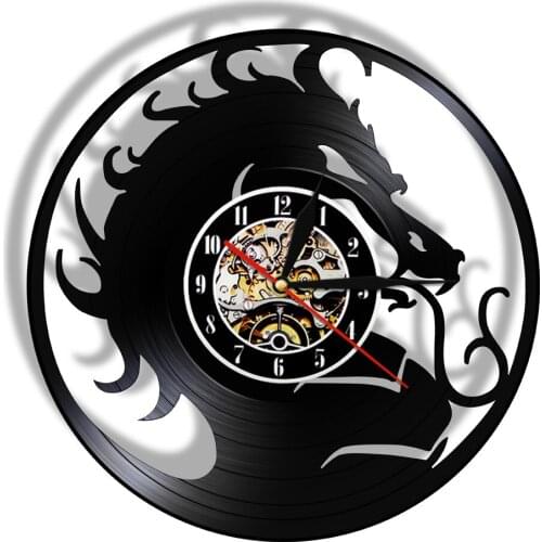 Evil Dragon Vinyl Record Wall Clock Birds Lovers Gothic Home Decor Mythical Fantasy Dragon Silent Retro Wall Clock