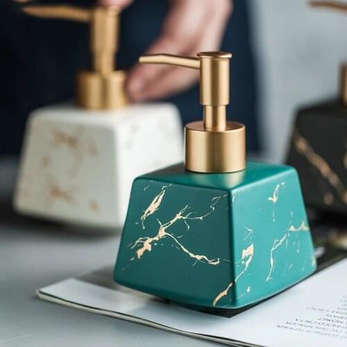 Nordic Marble Style Liquid Soap Dispenser Ceramic Material Exquisite Shampoo Dispenser Hand Soap Bottle Bathroom Accessories