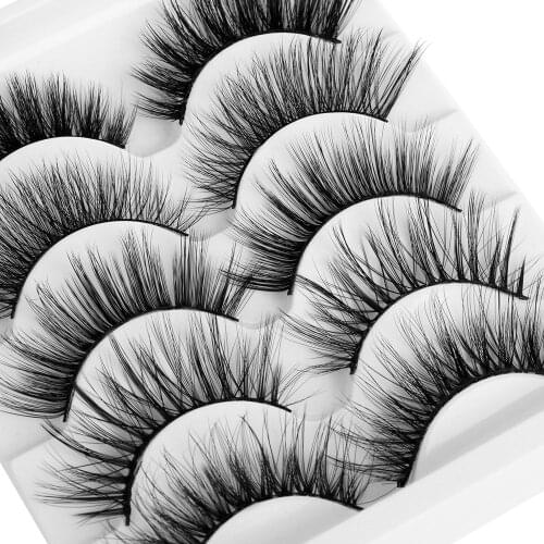 5 Pairs 3D Mink Hair Mixed Styles False Eyelashes Wispy Full Volume Natrual Lashes Feathery Flared Variety Pack Lashes Handmade