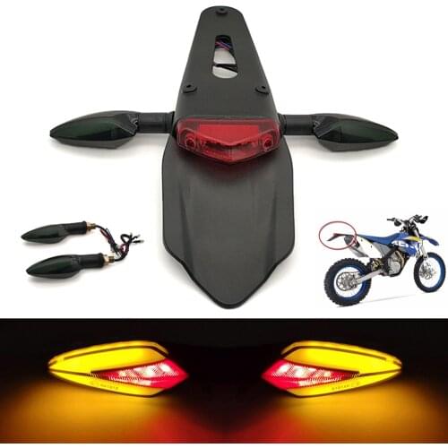 Newest Motorcycle Rear Fender License Plate Bracket Holder With 12V LED Taillight Brake Lamp Universal For Enduro Motocross