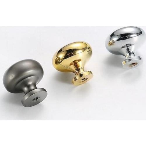 New Round Zinc Aluminum Alloy Drawer Single Hole Solid Handle Smooth Brushed Golden Grey Ball Knob Handles Furniture