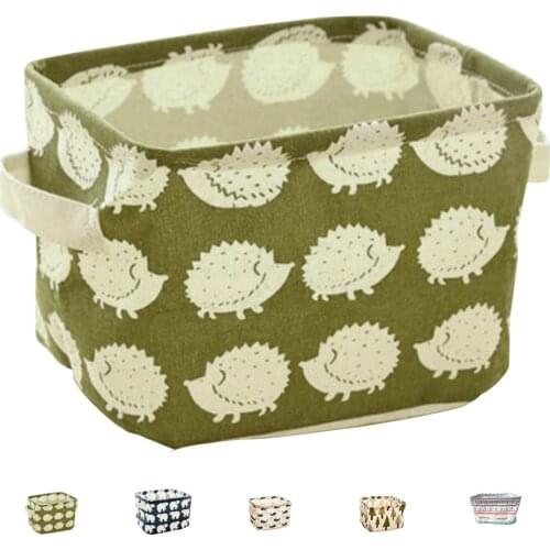 Cotton Blend Linen Collapsible Storage Bin Basket Laundry Box With Totes Case