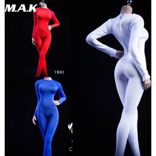Sexy black/red/white/blue 19XG37 1/6 Scale Tights Bodysuit Clothing 4 colors For 12" Female TBLeague large bust Seamless Body