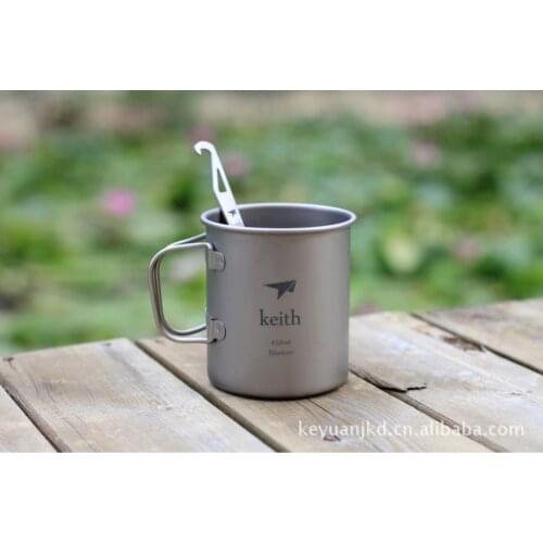 High quality 450ml Brand KS810 Titanium Water Cup Mug Camping Picnic Cookware Accessory Single Wall Camping Titanium Cup