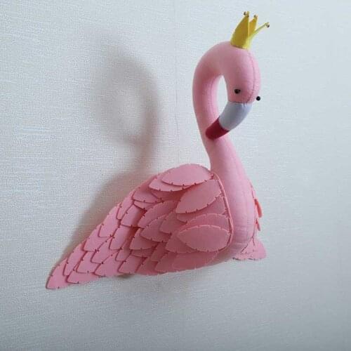 Creative Pink Swan Wall Art Hanging Decoration Wool Felt Cartoon Animal Soft Stuffed Doll Nordic Wedding Wall Hanging Plush Toys