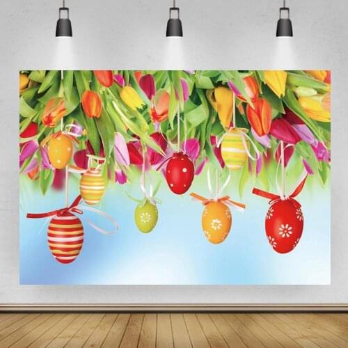 Vinyl Spring Easter Rabbit Meadow Flowers Color Eggs Bunny Children Photo Backdrops Banner Photography Studio Background