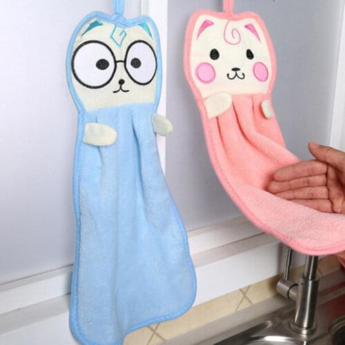 Water Absorption Cloth Polyester Towel For Kitchen Bathroom Candy Color Dishcloths Handkerchief Cartoon Hanging Hand Towels U3