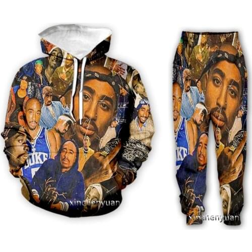 Xinchenyuan New Men/Women Rapper 2pac Tupac 3D Printed Clothing Long Sleeve Fashion Sweatshirt Hoodies Men Sport Long Pants P06