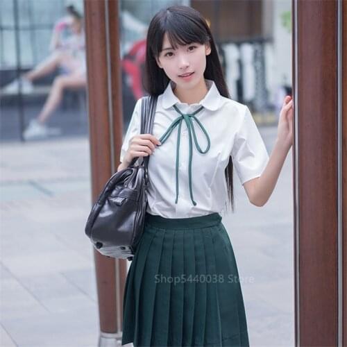 School Uniform Japanese Style Pleated Skirts for Girl High School Student Kawaii Sailor Cosplay Korean Fashion Clothing JK Plus