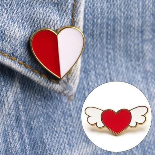 Cartoon Red Big Small Heart Enamel Brooches Pins Cute Women Brooch Denim Jackets Lapel Pin Decoration Badge Fashion Jewelry Gift