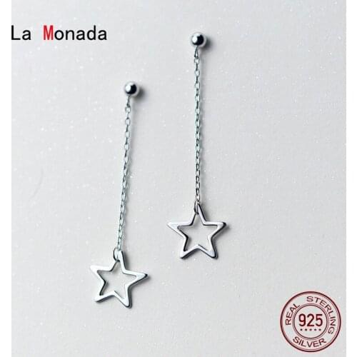 La Monada Stud Earrings For Women Silver 925 Hollow Star Long Hanging Fine Women Earrings Jewelry Stud Earrings 925 Silver