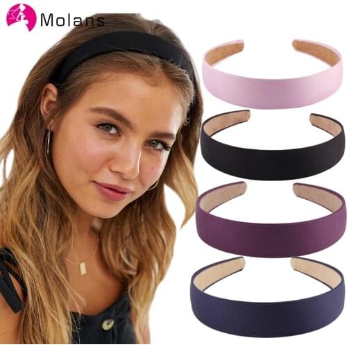 Molans 2020 3CM Wide Hairbands Simple Solid Candy Colors Fabric Anti-slip Women Headbands Fashion DIY Exquisite Hair Ornaments