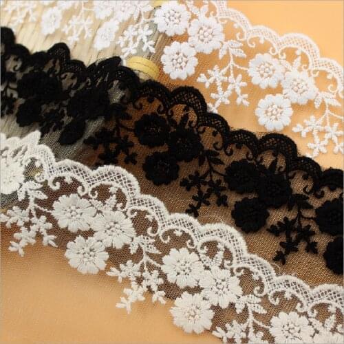 YACKALASI 10 Yds Soft Tulle Cotton Embroidered Lace Ttrim DIY Garment Accessories 8cm
