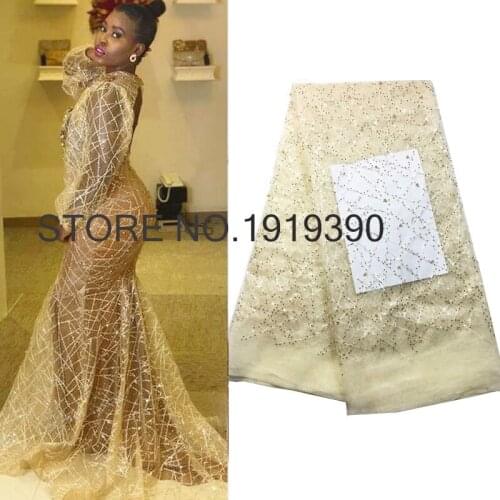 2021 Latest Nigerian Laces Fabrics High Quality African Laces Fabric For Wedding Dress French Tulle Sequin Lace Fabric M3227