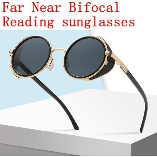2021 New Bifocal Reading Sun Glasses Women Men Multifocal Presbyopia Round Reading Sunglasses Diopter 1.0 To 4.0 NX