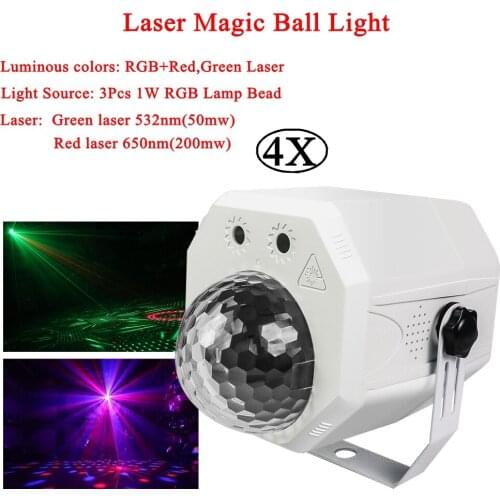 4Pcs/Lot RGB LED Crystal Disco Magic Ball With Patterns Laser Projector DJ KTV Party Holiday Bar Christmas Stage Lighting Effect