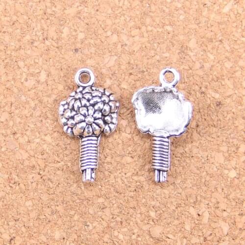 90pcs Charms bouquet flower 22x11mm Antique Pendants,Vintage Tibetan Silver Jewelry,DIY for bracelet necklace