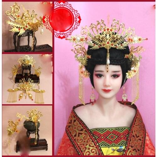 A292 Tang Dynasty Empress Princess Hair Accessory Chinese Bride Wedding Tiara TV Play Stage Performance Tiara Photography Hat
