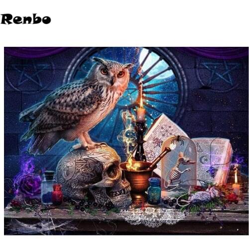 Diy diamond embroidery Magic owl diamond painting halloween skull 5d Cross Stitch full drill square Rhinestone mosaic decoration