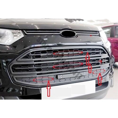For Ford Ecosport 2013-2017 Car Styling ABS Chrome Front Grille Around Trim Racing Grills Trim