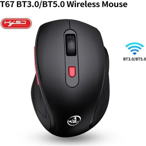 HXSJ T67 BT3.0/BT5.0 Wireless Mouse 6 Keys Mute Office Gaming Mouse Ergonomic Mice with 3-level Adjustable DPI for PC Laptop