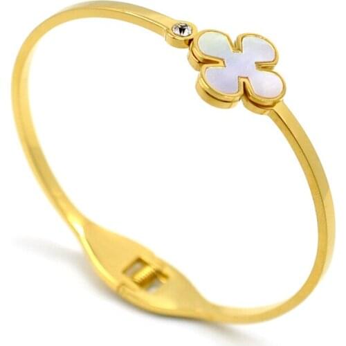 Luxury Brand Shell Flower Bracelet & Bangles for Women Jewelry Stainless Steel Rose Gold Color Cuff Bracelets Gift
