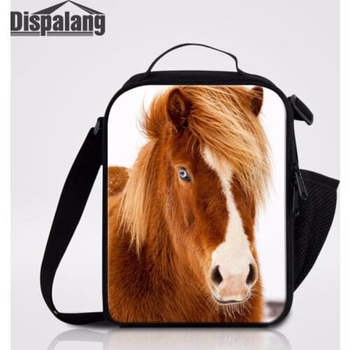 Dispalang Cooler Lunch Box Storage Picnic Bag Shoulder Insulated Lunch Bag For Men Horse Prints Portable Meal Package For Adult