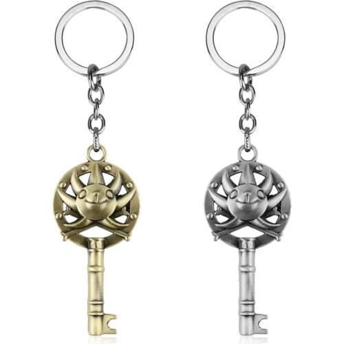 Dongsheng Anime One Piece Keychain Thousand Sunny Key Chain Ring Metal Alloy chaveiro llavero Keyring Skull Jewelry Cosplay Gift