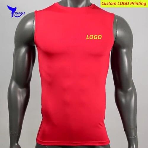 Breathable Compression Sleeveless Running Shirts Men Summer Quick Dry Elastic Fitness Gyms Tank Top Male Sportswear Vest Custom