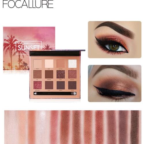 FOCALLURE 12 Colors Eyeshadow Palette Glitter Matte Shimmer Powder Suit for Daily Party Super High Pigment Eye Makeup Shadow