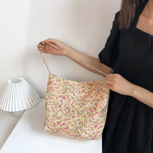 Youda New Original Design Women Flower Canvas New All-match Shoulder Handbag Casual Small Floral Book Square Bags for Girl