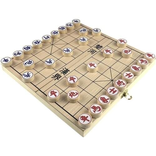 Chinese Chess Wooden Folding Chessboard 29*29*2.5 CM Handmade Wooden Entertainment Chinese Chess Pieces Box Gift