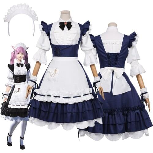 FINAL FANTASY Cosplay XIV Lalafell Cosplay Costume Maid Outfit Dress Halloween Carnival Costumes