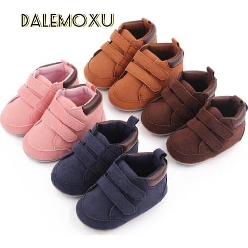 Baby Imitation Suede Shoes Boys Girls High Top Fashion Sneakers Solid Color Soft Sole Non-slip Toddler Indoor Outdoor Shoes