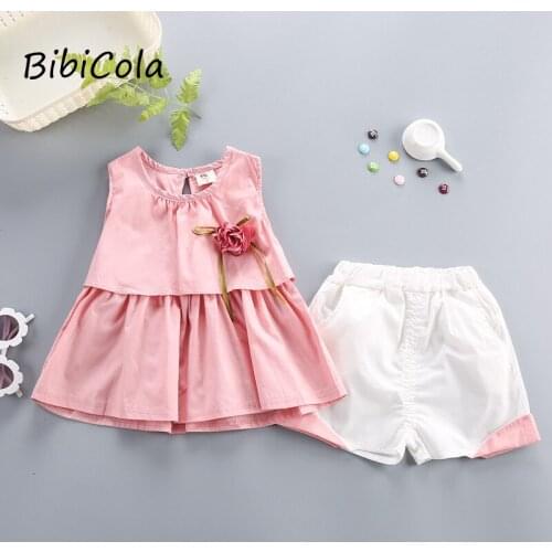 BibiCola baby girls summer clothing set little girls fashion cotton sleeveless shirt+shorts 2pcs children girls outfits