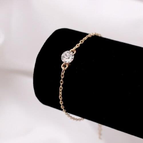 Minimalist Charm One Zircon Crystal Bracelets for Women Sexy Dainty Tiny Bracelet & Bangle Jewelry Cute Trendy Pulseira Gift