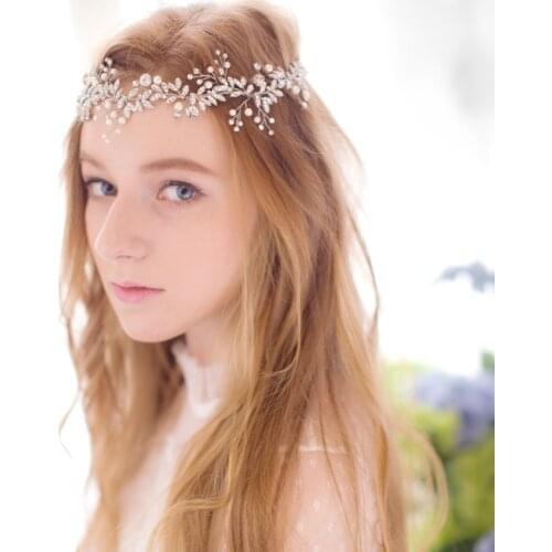 Fashion Pearl Bridal Headband Rhinestone Handmade Wedding Hair Accessories Jewelry bridal tiara headpiece